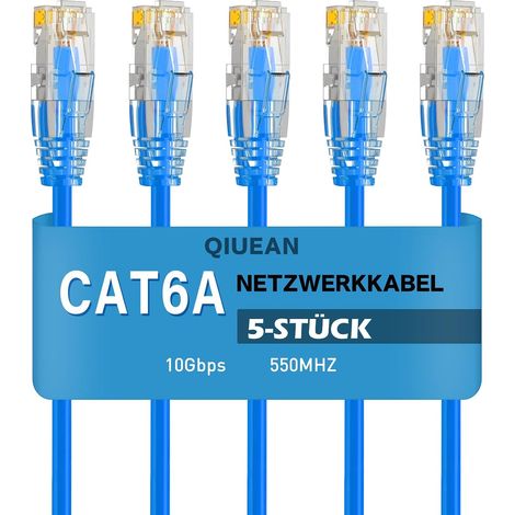 Câbles Ethernet Cat6a 10 Gbps – Lot de 5 – 0,5 m – Cuivre pur 28 AWG (1/5)