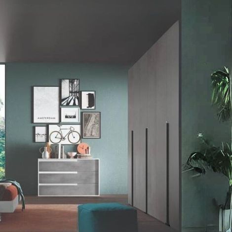 Armadio 6 ante battenti cemento e maniglie nero opaco Coco 276x60,3x250h (1/3)