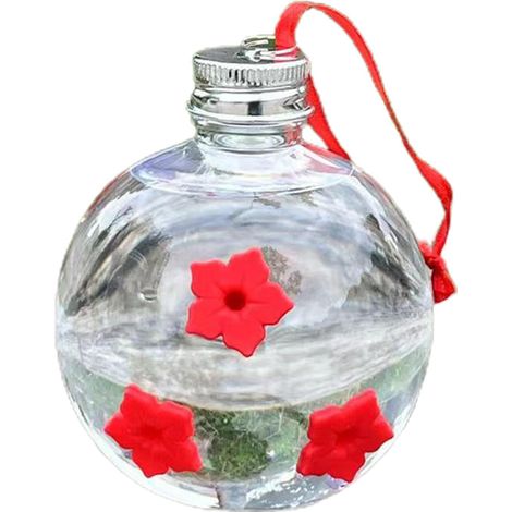 Mangeoires à colibris d'extérieur Ornement Suspendu en Forme d'ampoule avec 3 orifices mangeoire de fenêtre pour Colibri pour, ami, Grand-mère, Grand-père, Jardin, Balcon, Porche, extérieur, (1/5)