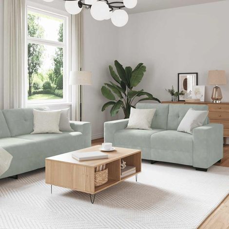 2-teiliges Sofa-Set mit Kissen, hellgrauer Samt (1/5)