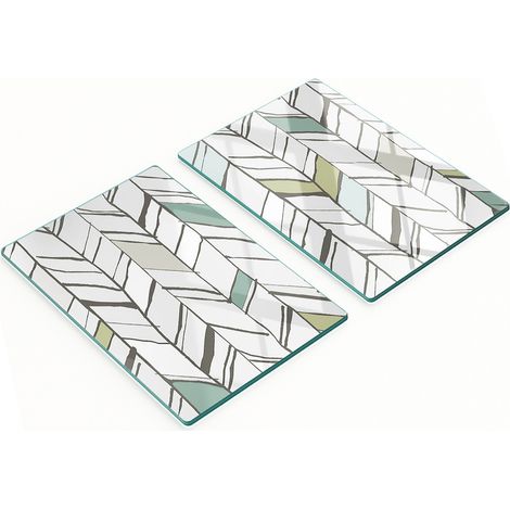 Tablas de servir de cristal para cocina con estampado de espiga, 2 x 40 x 52 cm. (1/5)
