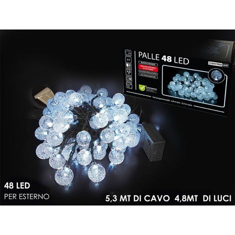 Luci led per albero di natale per decorazioni da esterno 48 palline  bianco freddo (1/5)