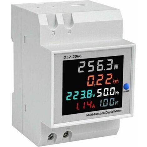 Affichage de la consommation électrique D52-2066 Compteur d'électricité phase domestique compteur d'énergie intelligent type de rail de guidage 220V tension courant puissance fréquence facteur compteu