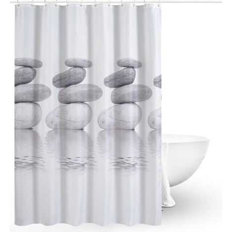 Rideaux de Douche, Rideau de Douche Tissu, Rideau de Douche Anti-moisissure, Rideau de Douche Imperméable, Polyester, Lavable en Machine(180CMx180CM) (1/5)
