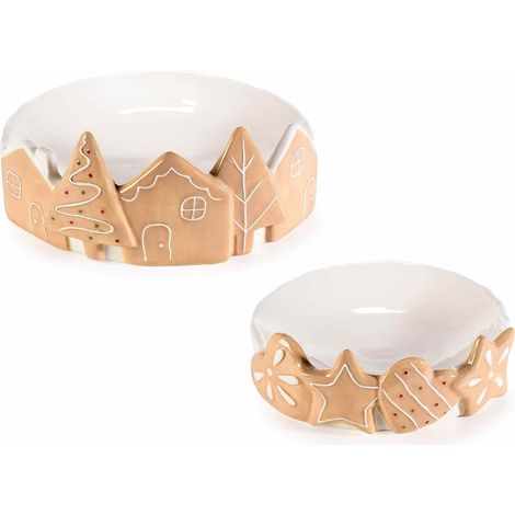Piatti o Vassoi Natalizi in Ceramica con Bordo Alto - Set da 2- Idea Regalo (1/3)