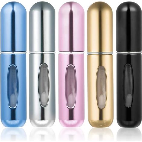 5 pezzi atomizzatore di profumo, 5ml ricaricabile viaggio portatile flacone di profumo con finestra per borsa, viaggio, vacanza, volo (1/5)
