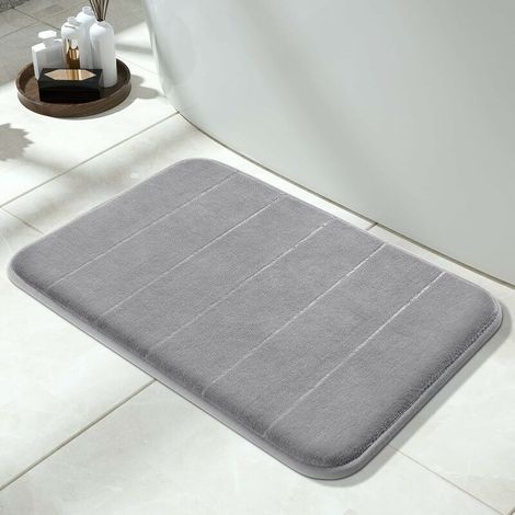 Green Mobility-Tapis de Bain Grande Taille 51 x 81 cm, Doux et Confortable, Super Absorption d'Eau, Antidérapant, Épais, Lavage en Machine, Gris (1/5)