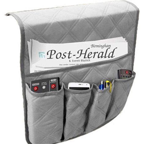 Sofa-Armlehnen-Organizer, rutschfeste Couch-Armlehnentasche, Aufbewahrungstasche aus Stoff für Handys, Brillen, TV-Fernbedienung, platzsparende Tasche (1/5)