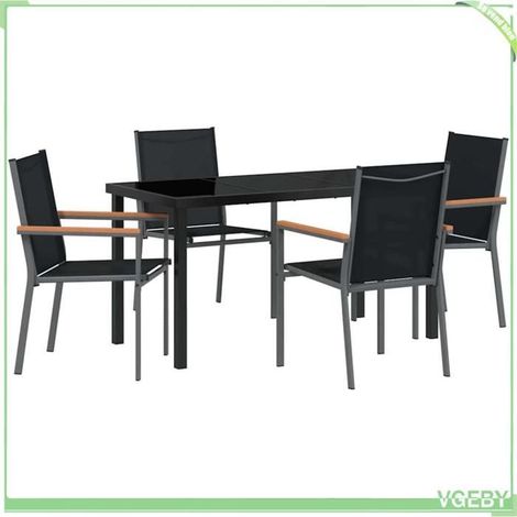 Ensemble de salle à manger pour jardin - FAFEICY - 3379088 - Noir - Textilène séchage rapide - Acier laqué anti-UV (1/5)
