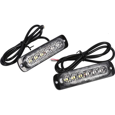 2x 12V 6 LED Gyrophare d'Avertissement d'Urgence pour Camion Voiture Blanc Orange (1/5)