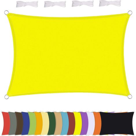 Voile d'ombrage rectangulaire imperméable, résistant aux intempéries, polyester de qualité supérieure, plusieurs longueurs et largeurs au choix avec cordes de fixation, rectangulaire 2,5 x 3,4 m (1/5)