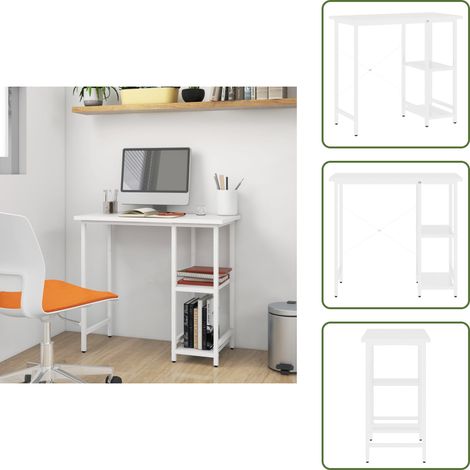 Bureau d'ordinateur Blanc 80x40x72 cm MDF et métal - Bureau Informatique - Bureau Blanc - Bureau Design - Bureau Moderne - Bureau Industriel (1/5)