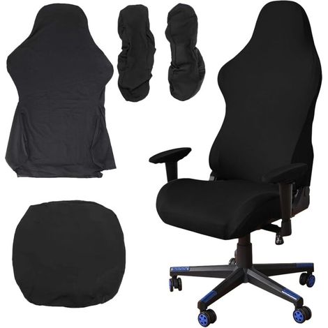 Housse de Chaise de Jeu, 4 Pièces Housse De Chaise De Bureau avec Accoudoirs Dossier De Chaise Housse De Chaise De Bureau Housse de Chaise d'ordinateur pour Chaise De Gaming Pas De Chaise (1/4)