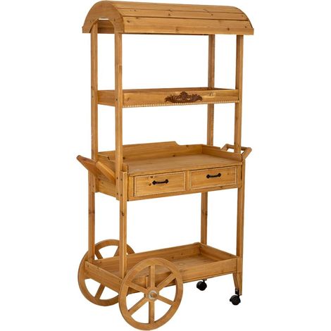 Carro expositor estanteria de madera marrón 105x50x173 cm (1/5)