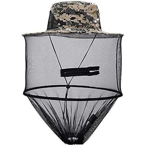Chapeau de Camouflage Apiculture, Chapeau Casque de Filet à Mailles de Protection Anti Moustique Insecte Abeille
