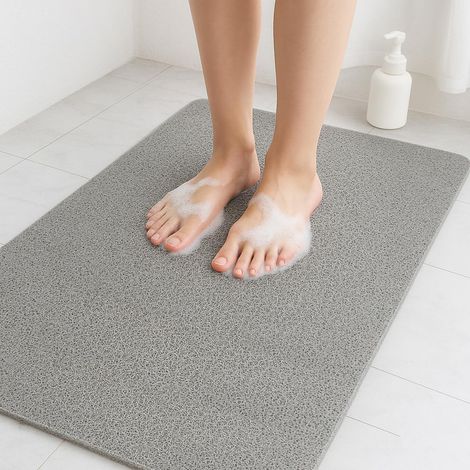 Shower Mat 90x60cm Loofah Bath Mat, Non Slip Anti Mould PVC Long Bath Mat Non Slip Shower Mats for Bathroom Inside Shower(Gray) (1/5)