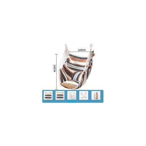 Sièges Suspendus Chaise suspendue Hamac 2 oreillers Inclus,Sangles et crochets solides pour une suspension facile suspendue en coton doux ensemble de chaises à Confort