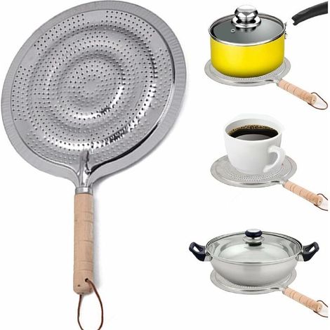 Diffuseur de chaleur pour plaque de cuisson gaz – Acier inoxydable – 21 cm – Répartition uniforme de la chaleur – Économie d'énergie (1/5)