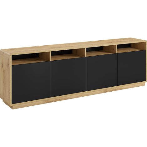 Buffet 4 ante Raven nero opaco e marrone 75cm (1/5)