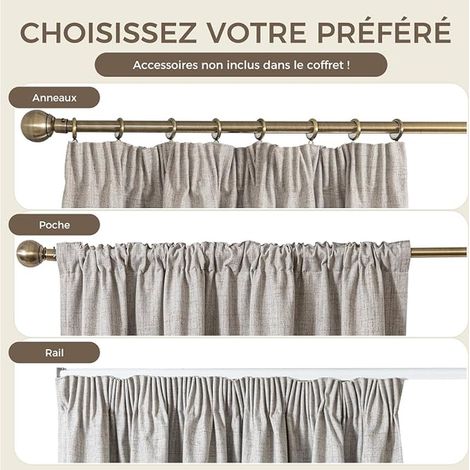 Thermal Insulated Blackout Curtain, 140 x 175 cm Curtains with Ruffle Tape Living Room Bedroom Anti Heat Noise Grey White