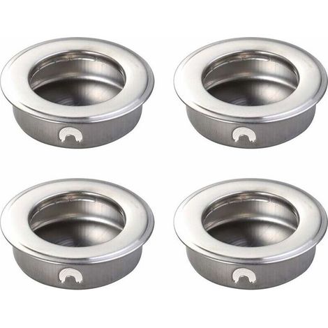 4 PCS 35mm Plat en Acier Inoxydable Encastré Encastré Tirez Le Doigt Insérez La Porte Coulissante Poignée Cabinet Tirer Tiroir Matériel (1/4)