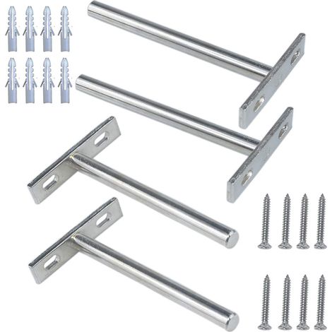 4pcs 5 pouces supports de tablette flottante support de tablette en bois mural invisible dissimulé, avec vis d'installation