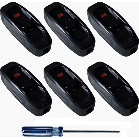 6 Pièces Interrupteurs de Lampe en Ligne Unipolaire avec Voyant LED Interrupteurs À Bascule Intermédiaire 250V 10A Remplacement du Commutateur pour Lampe de Bureau Petit Appareil Noir (1/5)
