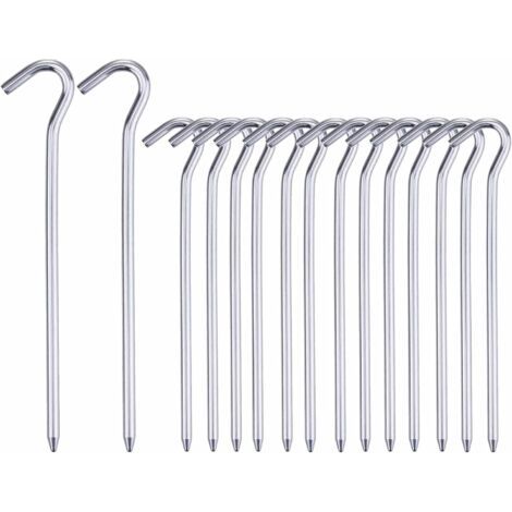 15 pièces piquets de tente piquets de sol dur ancrage au sol tente camping piquet de tente pour voyage randonnée piquet de tente en acier galvanisé (1/5)