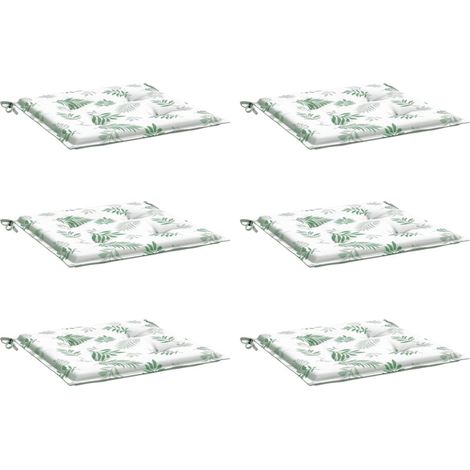 vidaXL Coussins de chaise lot de 6 motif de feuilles 40x40x4 cm tissu