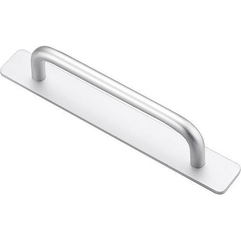 Pointe de tirant autocollante pour placards et portes en aluminium sans perforation, couleur argent (1/5)