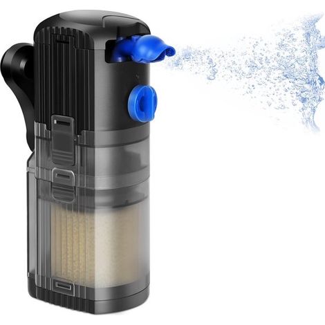 Pompe de filtration/aération 3 en 1 pour filtres d'aquarium intégrés, débit réglable 500 l/h, puissance de la pompe pour aquariums de 40 à 120 litres, 8 watts (1/5)