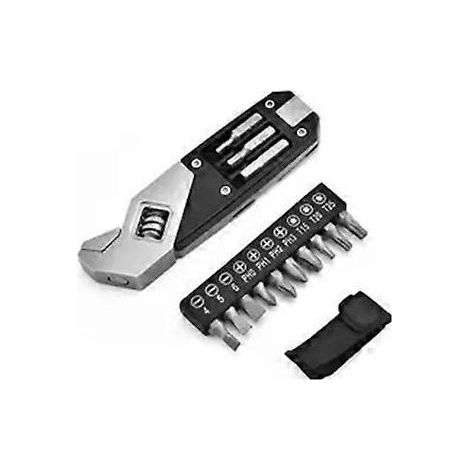 Clé à molette réglable 17 en 1 en acier inoxydable, outil multifonction pliable de poche avec kit d'embouts de tournevis. (1/5)