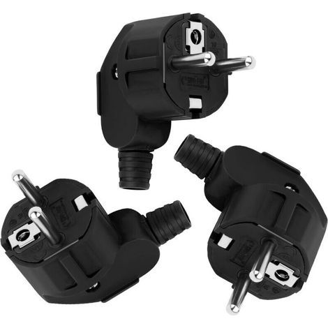 3-Piece Electrical Socket Set, European Plug IP20 250V (16A), Power Plug with Ground Contact, Robust Rubber Connector for Indoor Use in Home, Office, and Construction Sites (1/5)