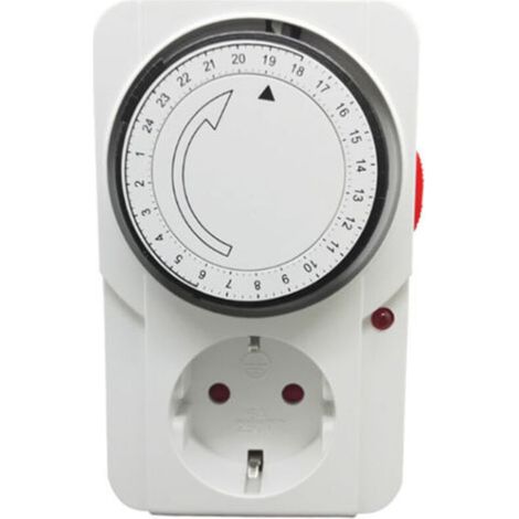 Mechanischer Zeitschalter. Kontrollleuchte. 3000 W. Mechanische Zeitschaltuhr-Steckdose, weiß, 16 A