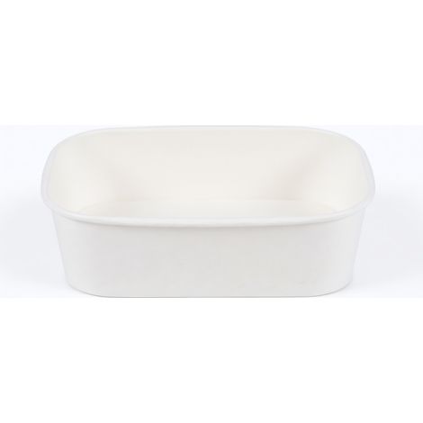 Bol rectangulaire en kraft blanc 580 ml sans couvercle