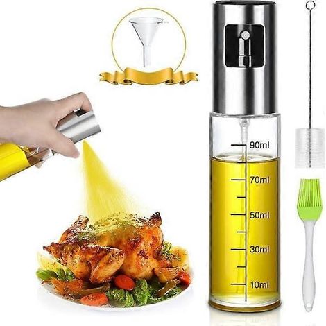Flacon pulvérisateur rechargeable pour huile et huile d'olive, jaune, étanche, pour une application contrôlée des assaisonnements en cuisine.-AquaForge (1/5)