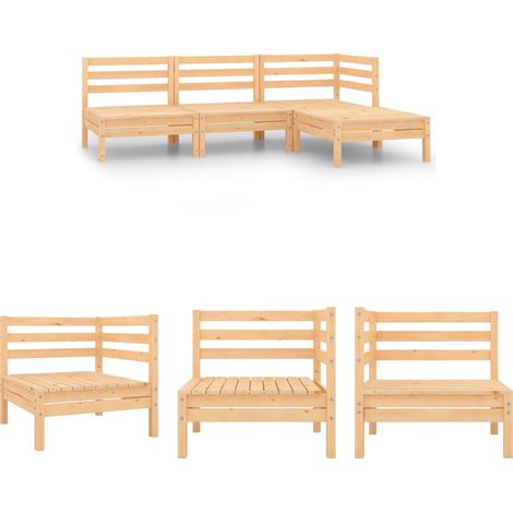 The Living Store - 4-tlg. Garten-Lounge-Set Massivholz Kiefer (1/5)