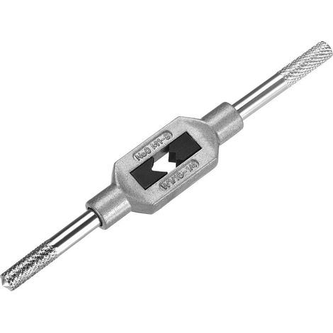 Tourne à Gauche Porte Taraud Réglable Robinet Clé Poignée pour Métrique M1-M8 W1/16-1/4 Robinet Fraise Clé à Tarauder Outil Moyen Carbone Acier Poignée avec Nickelé (1/5)