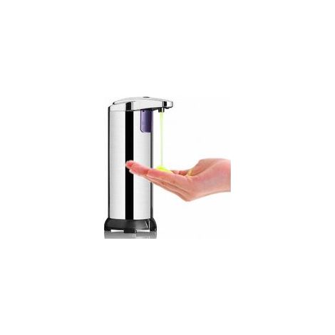 Distributeur de savon automatique avec distributeur de savon sans contact en acier inoxydable avec capteur de mouvement infrarouge socle étanche interrupteur réglable (1/5)