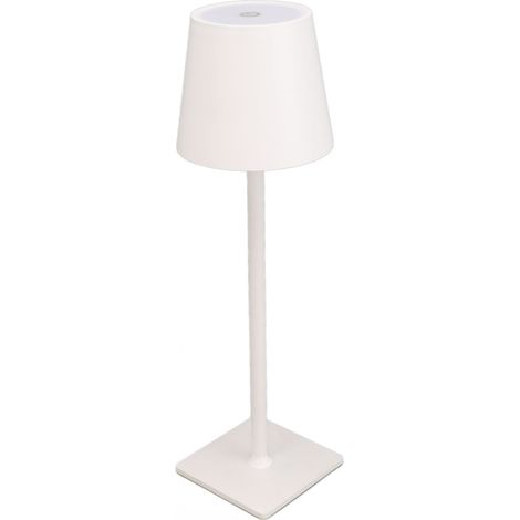 Lampe de bureau LED blanche, texture métal sobre, 3 modes de couleur, intensité variable, commande tactile, protection des yeux, idéale pour la table de chevet ou le bureau. (1/5)