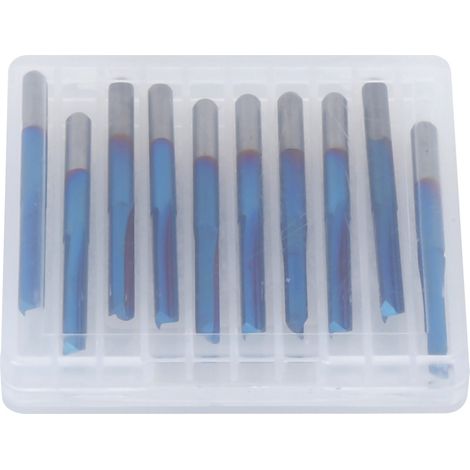 10 Stück gerader 2-Kopf-Schaftfräser aus Hartmetall mit 3,175 mm Schaft – Blau (1/5)