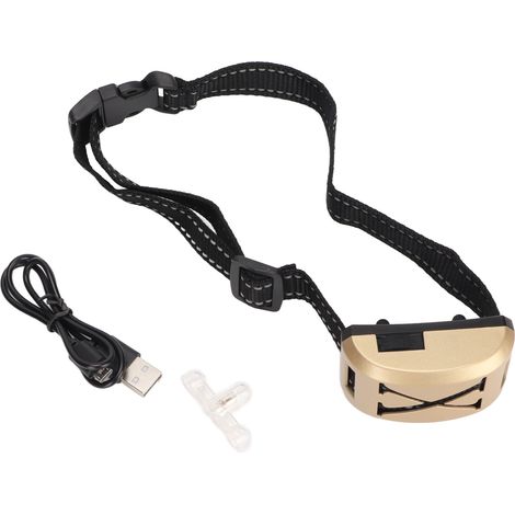 Antibellhalsband für Hunde mit Piepton und Vibration, wasserdicht, 7 einstellbare Empfindlichkeitsstufen, für kleine, mittlere und große Hunde, goldfarben. (1/5)