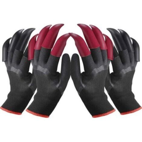 2 paires de gants de jardinage imperméables, taille 2611 cm, avec 8 griffes rouges/noires chacune, adaptées au creusement, au travail et au labeur à la ferme