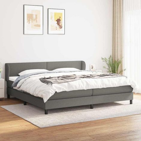 Cama box spring con colchón tela gris oscuro 200x200 cm (1/5)