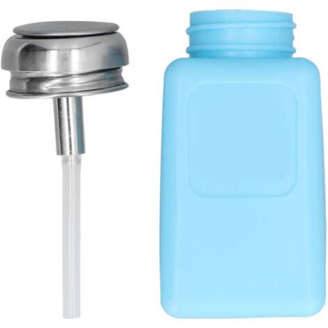 Flacon carré antistatique ESD 200ML avec distributeur à pompe et couvercle inox bleu (1/5)