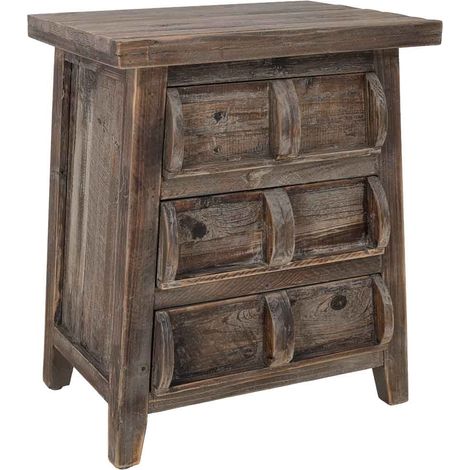 Mesita de noche de madera marrón 45x35x55h cm (1/5)