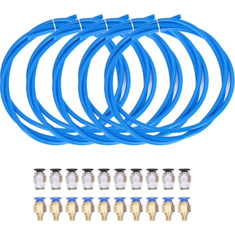Schiebetürzubehör, 5 x 1 Meter PTFE-Schläuche + 20 pneumatische Anschlüsse für 3D-Drucker, 1,75 mm Filament (1/4)