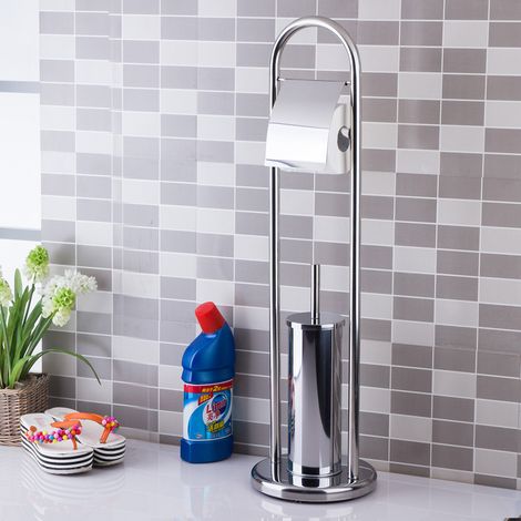 Mueble de baño, compacto, 22 x 22 x 80 cm, plata (1/5)