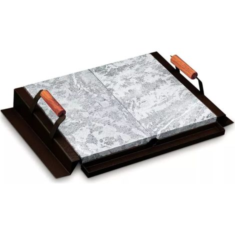 griglia barbecue palazzetti in acciaio e pietra lavica 68x44 cm