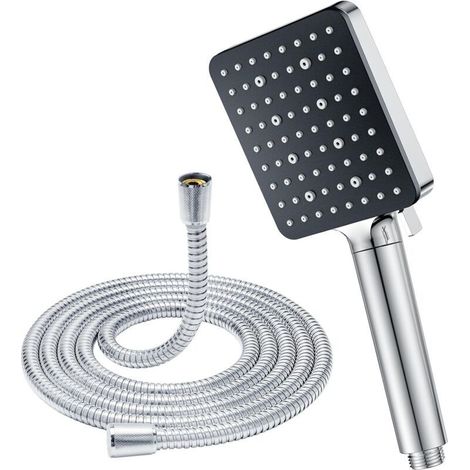 Pommeau de Douche avec Tuyau 1.5 m, YEAUPE PRO Pomme Douche Economie Deau avec 6 Modes, Filtre Pommeau Douche Carré (115 x 100 mm), Douchette Douche Salle de Bain Haute Pression Anti Calcaire, Chromé (1/3)